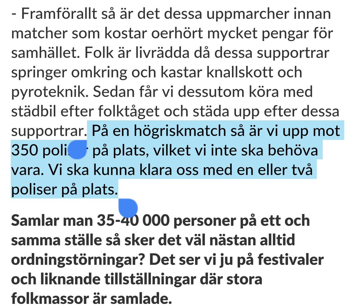 LinjeblaAIK's tweet photo. 1-2 poliser borde räcka på en högrisk match anser Per Engström.
Jag undrar vem som knarkat mest.. https://t.co/kVx2Pc2bze