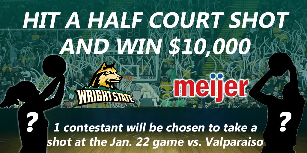 WSURaiders's tweet photo. STUDENTS! Retweet to enter for a chance to take a shot for $10K at Friday's #battle4first game courtesy of Meijer! https://t.co/hfIYjbaykf