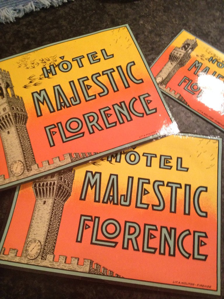 eburchenal's tweet photo. @TheFlorentine  I was just looking at these old travel stickers as I saw this-- https://t.co/gcbflPlXuS