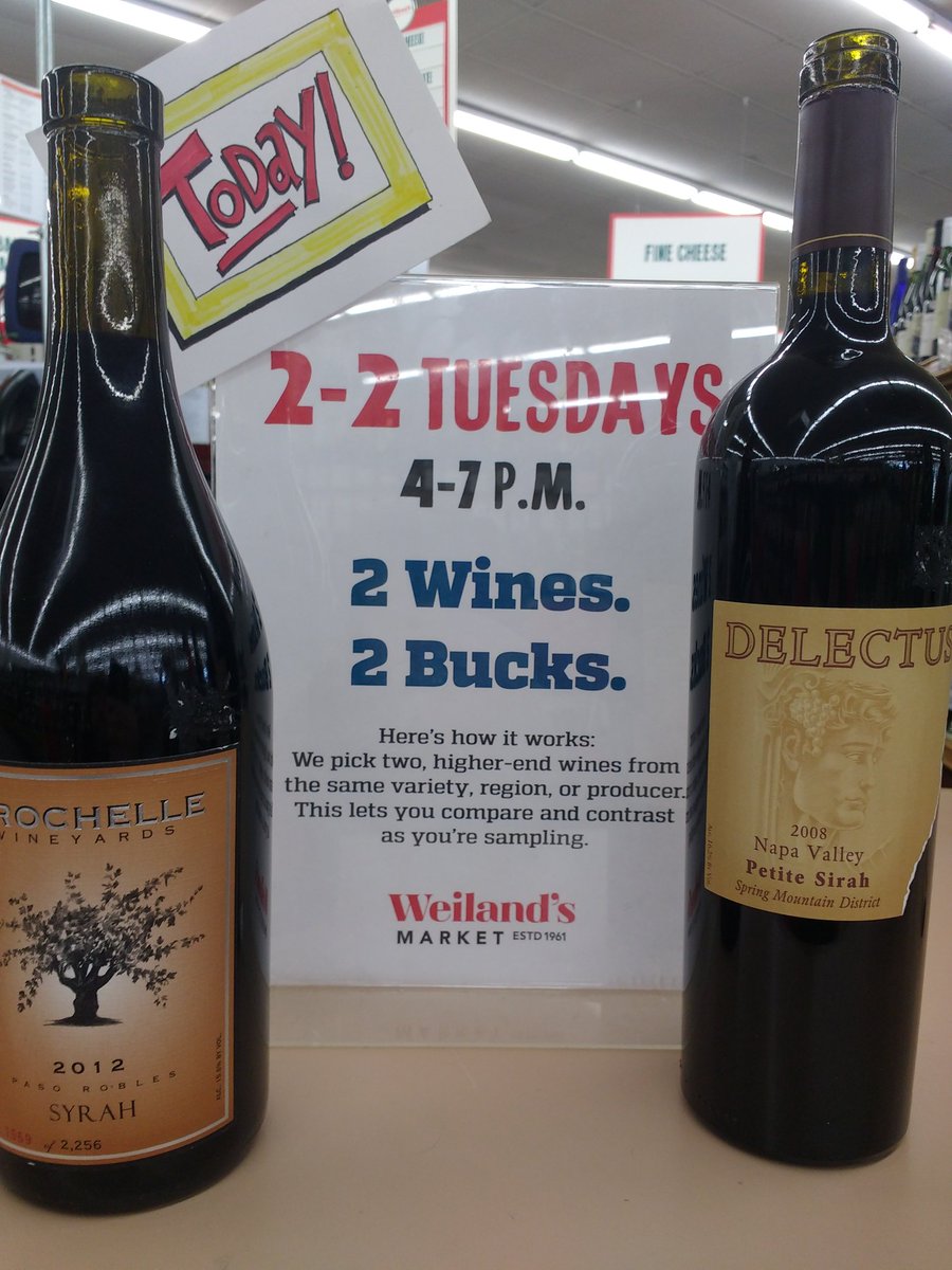 WeilandsMarket's tweet photo. #TwoTwoTuesday #winetasting #syrahandson #CAWine #asseenincolumbus #drinkupcolumbus #lifeincbus #clintonville https://t.co/4QUVvc4Hko