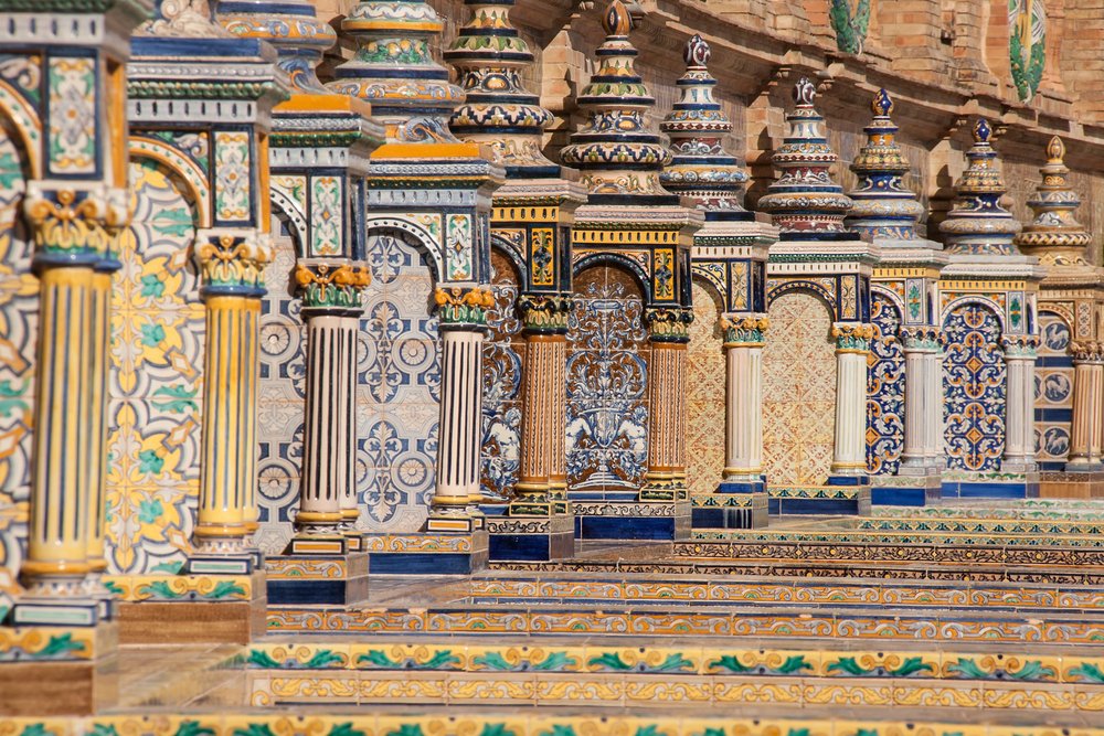 EspanaEnLatam's tweet photo. If you visit the Plaza de España in #Seville, take some time contempleting its ceramic. So impressive! #visitspain https://t.co/pddis0QUQL