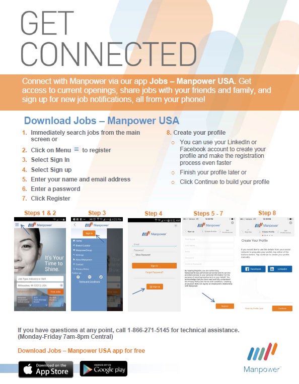 ManpowerWV's tweet image. Jobs-Manpower USA App now available for Apple and Android.  Download today. #manpower #mobile #jobs