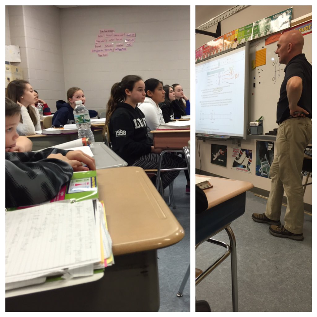 DrChrisLongo's tweet image. Observed a nice group of 6th graders today. Students in Mr. Nash's math class work with percents & estimation.
