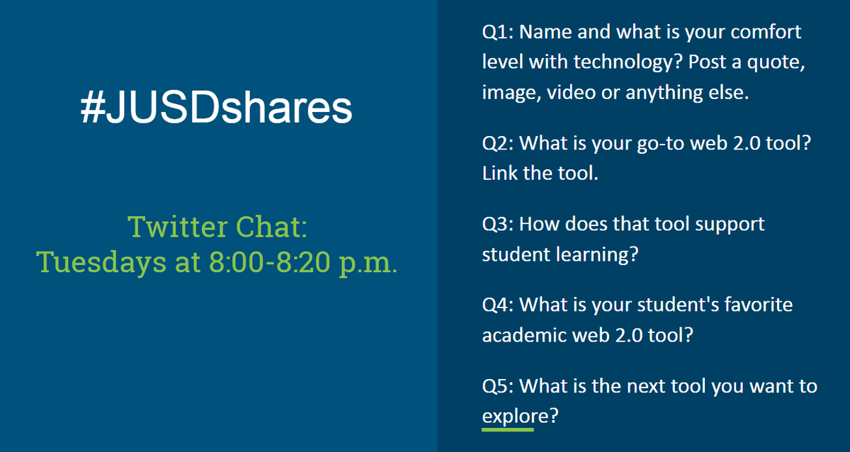 veronicajusd's tweet photo. Join Us tonight for 1st #JUSDshares Twitter Chat. Kickoff at Starbucks on Limonite 6-8pm. https://t.co/8F9x9gbq9r