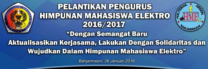 Selamat siang kawan"😊
HME akan mengadakan acara "Pelantikan pengurus baru periode 2016/2017"