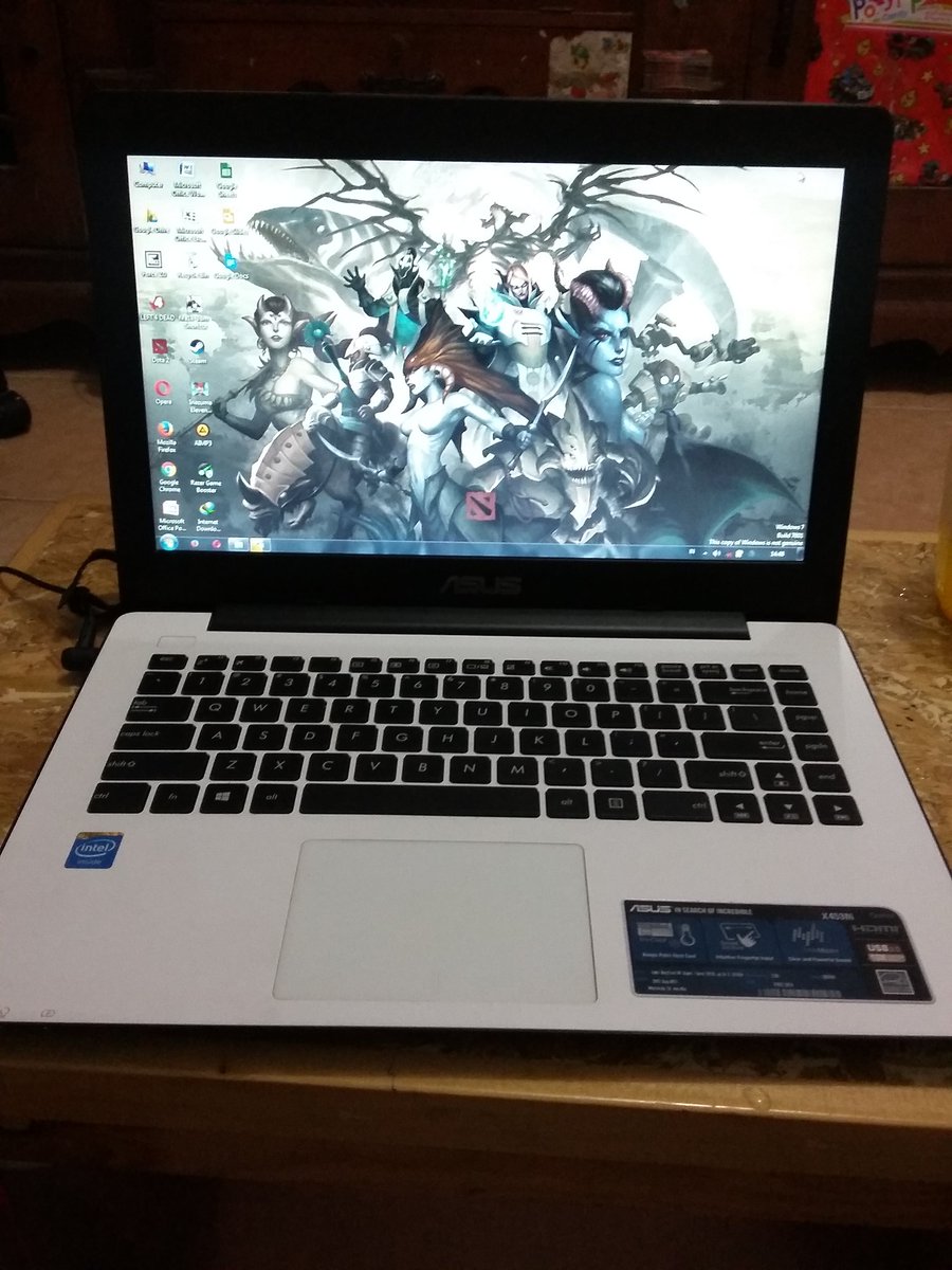 J> Asus x453m series lengkap laptop,charge,dusbox,cd drive,tas laptop,garansi
Intel quad qore. Ram 2gb. Hdd 500gb