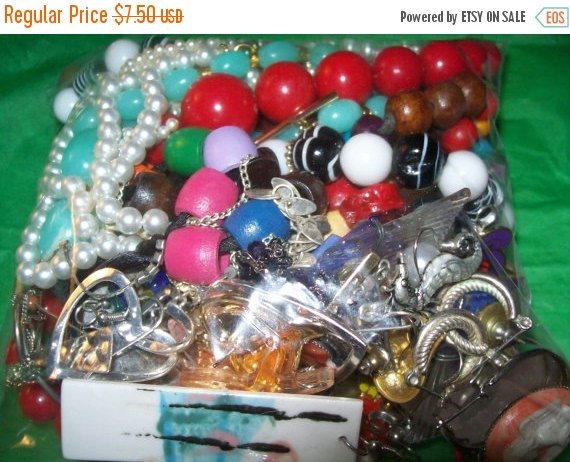 ON SALE Huge Destash jewelry mix Craft Jewelry lot small flat rate box fu… etsy.me/1T2Cw9t #Etsy #DestashLot