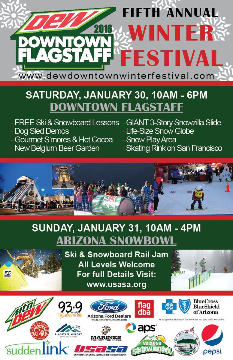 Dew Downtown is in 11 days! Ready to see the downtown streets filled with snow?! #flagstaff #dewdowntownflag #winter