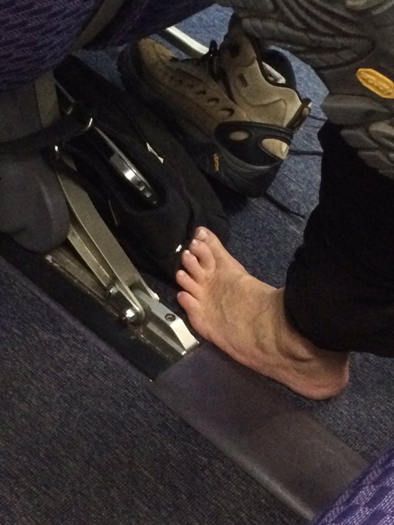 KenOnAir's tweet photo. Not just shoes. Shoes AND socks. Gross. https://t.co/hHOacm2HRK