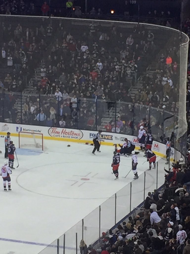 bjhemker's tweet image. FIGHT! At the jackets game with brother. #CBJ #fifthline