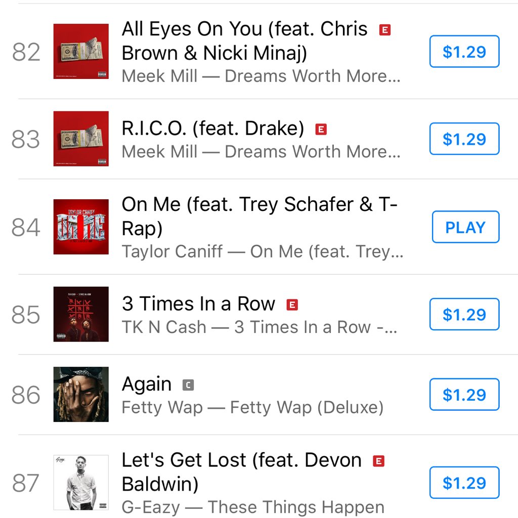 TreySchafer's tweet photo. NUMBER 84 ON ITUNES🙏🏼🙏🏼 #Blessed #Top100 @taylorcaniff https://t.co/LBu0WmsxEM