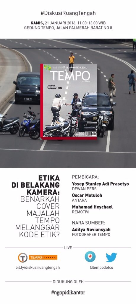 Cover teroris #MajalahTempo memicu pro-kontra. Kami mengujinya scr terbuka, besok. Live via periscope.