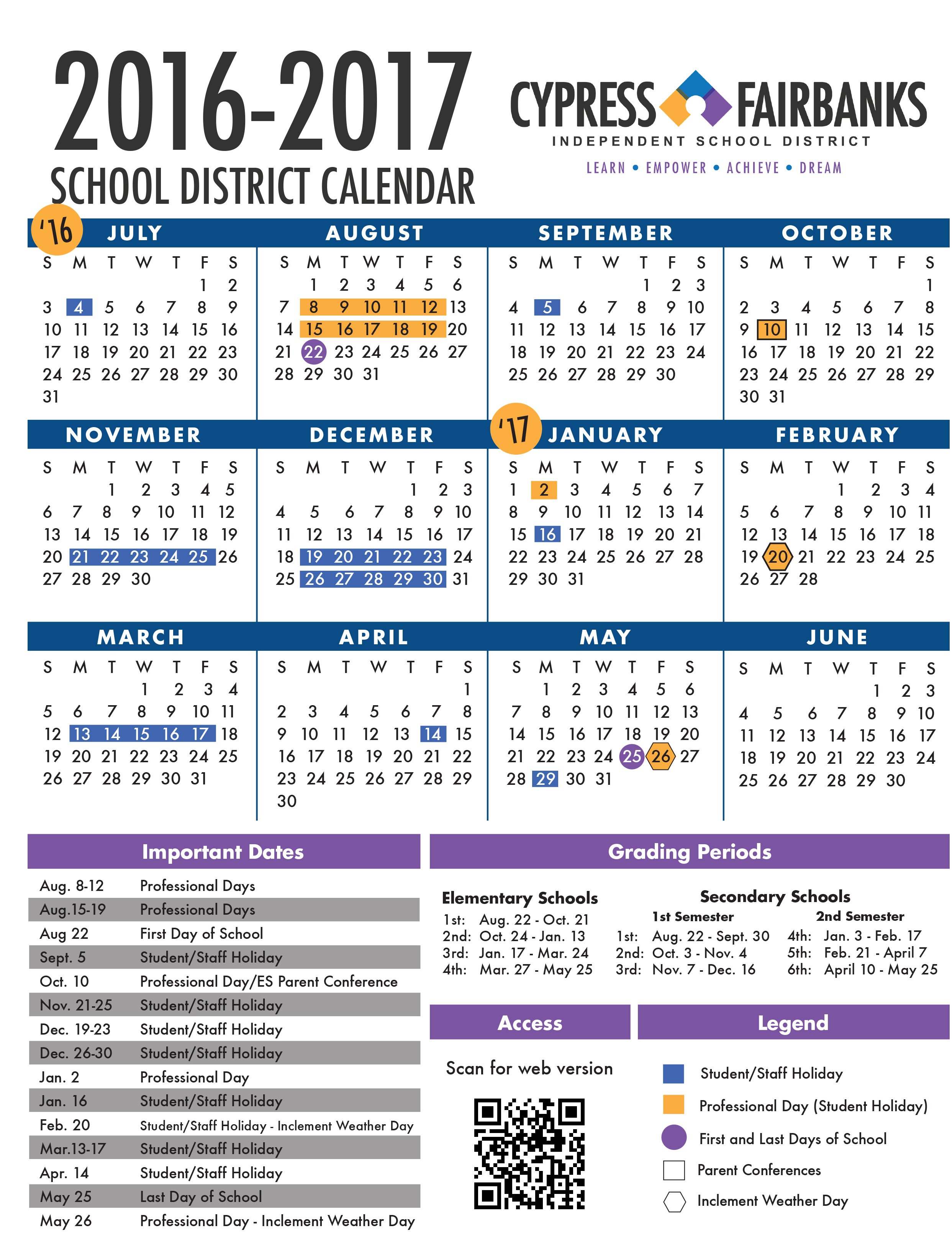 Cypress Fairbanks Isd Cfisdboard Approves 16 17 Instructional Calendar T Co Itld1fuxmf T Co Qemzfnhjcm Twitter