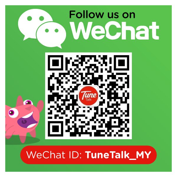 TuneTalk's tweet image. #TuneTalkers, jom chat on WeChat? Scan this QR code or search for our ID: TuneTalk_MY ☺ #tunetalk #wechatid