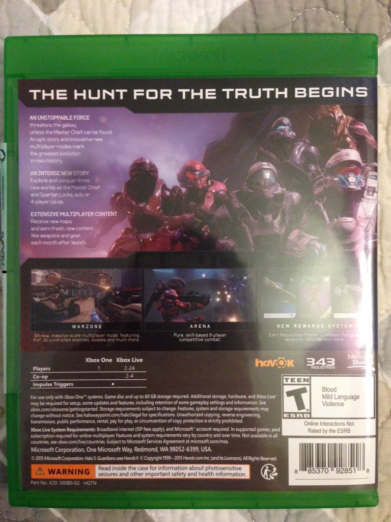 SteaIthless's tweet photo. Selling Halo 5, Like New, Free Shipping, $38 https://t.co/WuxfZEV2UJ