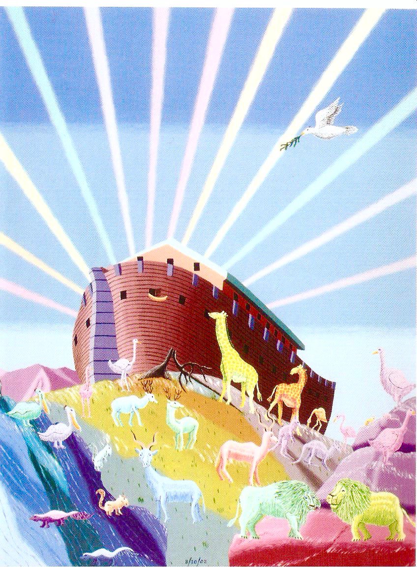 stevesilberman's tweet image. Amazing image of Noah's Ark by autistic artist Jessica Park. Note banana. purevisionarts.org/artists/jessic…