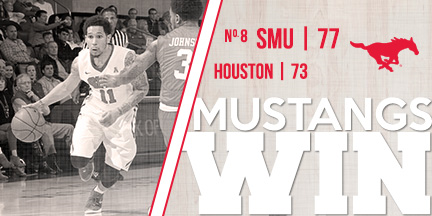SMUMustangs's tweet photo. 18 and OMG! No. 8 @SMUBasketball stays perfect with a THRILLING win over Houston! #PonyUp #MoodyMagic #WinEmAll https://t.co/CslgCjFeuI