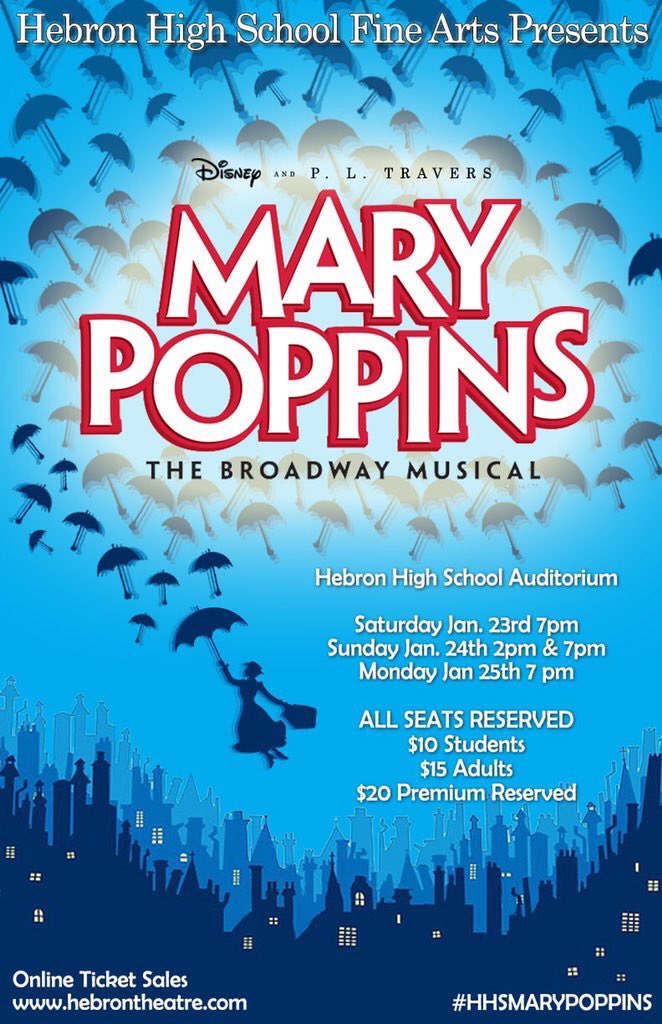 HebronTheatre's tweet photo. This cast, crew, and orchestra is one of a kind! Go buy tickets this week @ lunch or online! Don't miss it! ☂🌂 https://t.co/Fk4pVQODZc