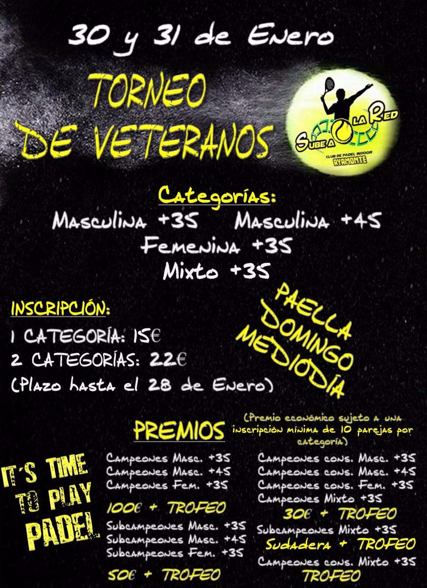 PadelAyamonte's tweet photo. inscripciones al 607438984 antes del 28 de enero. BE HAPPY BE PADEL!!! SUBE A LA RED!! https://t.co/MCYg2Kjb7n
