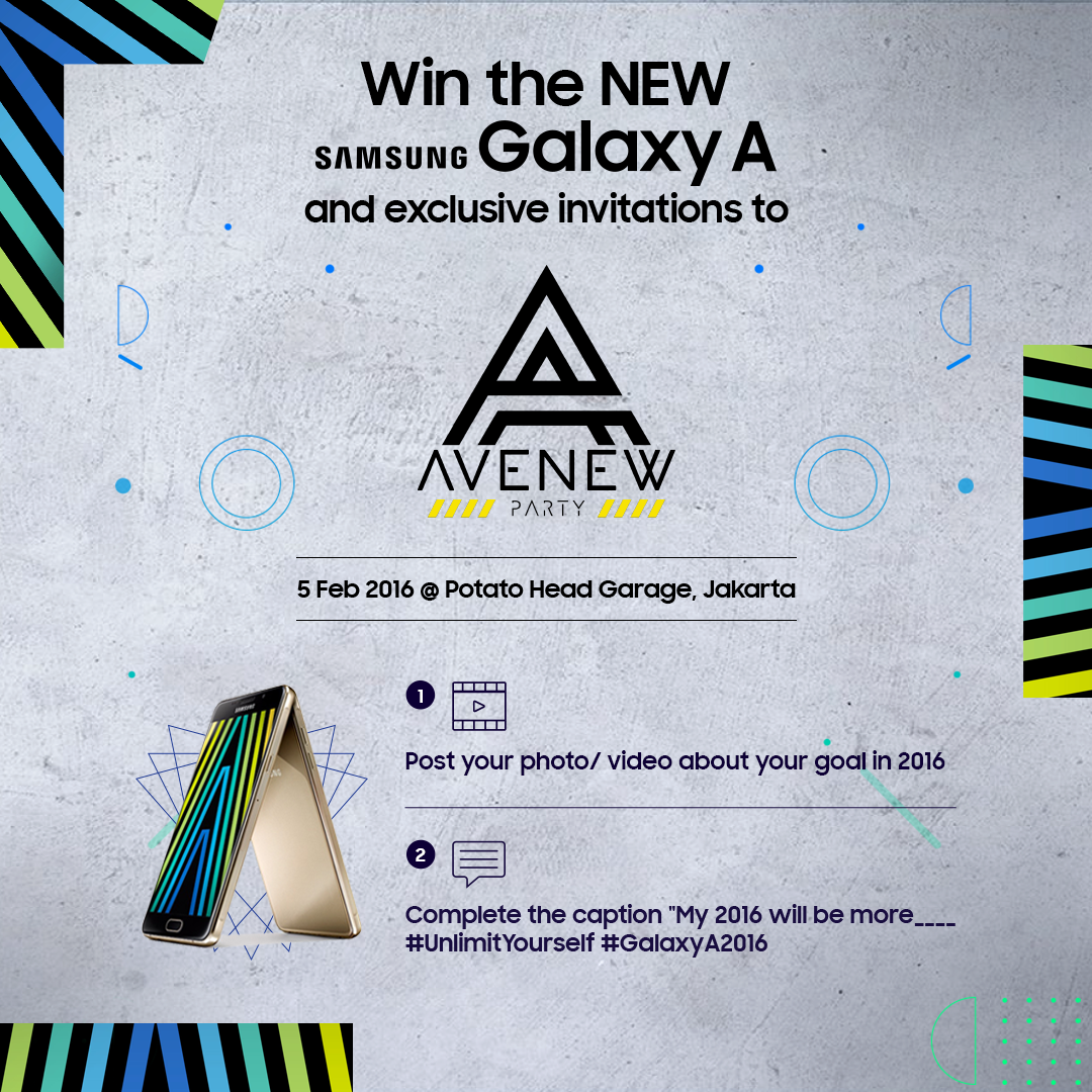 samsungID's tweet photo. Join #UnlimitYourself competition and WIN Galaxy A 2016 &amp; Invitation to AVENEW party! https://t.co/Rl7Bu5P2z6 https://t.co/5659KUWUeU