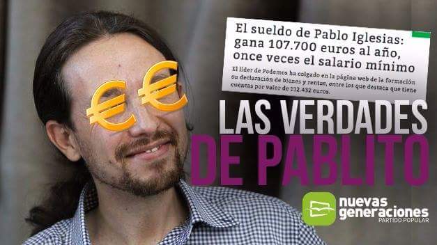 nnggmadrid's tweet photo. El sueldo de Pablo Iglesias, once veces el salario mínimo #LasVerdadesDePablito https://t.co/oeUhDcistt