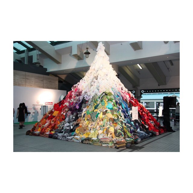 This mountain represents just 3% of the textile waste that gets thrown into landfill each day in Hong Kong