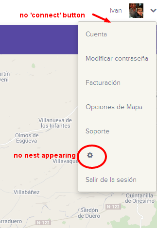 irpalacios's tweet photo. @Life360 can't connect to nest!! no 'connect' option top-right web nor nest appearing in options menu (spain) ty https://t.co/jRxcPoy6ul
