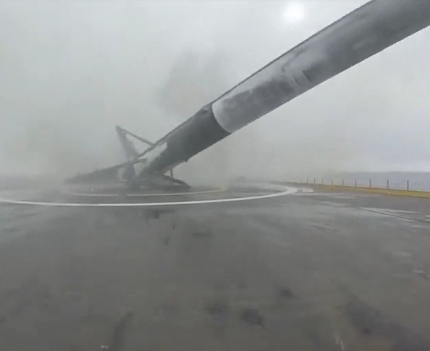 Space X Falcon 9 rocket executes a perfect landing...then falls over. And explodes. Call it a work in progress.