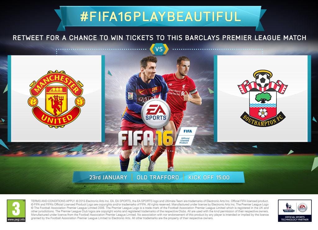 EASPORTSFC's tweet image. RT to win @premierleague tickets! @ManUtd v @SouthamptonFC on Saturday 23rd January. T&amp;amp;C's apply