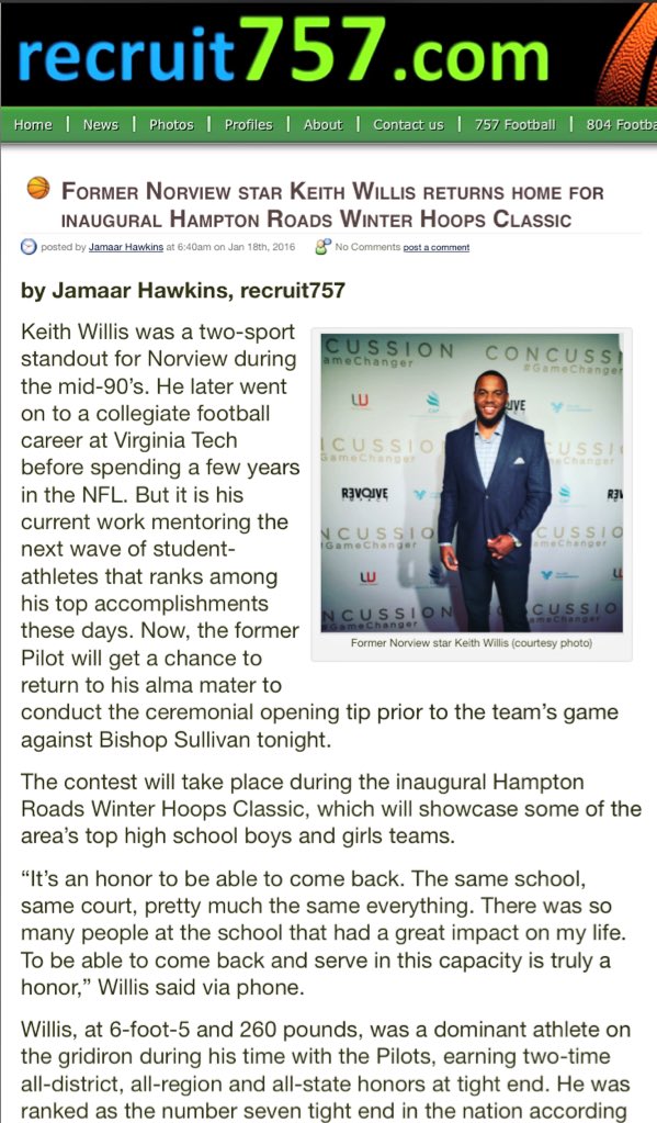 Honored to do the tip at the inaugural Hampton Roads Winter Hoops Classic. #757 memories! instagram.com/p/BAwoaaCno7U/