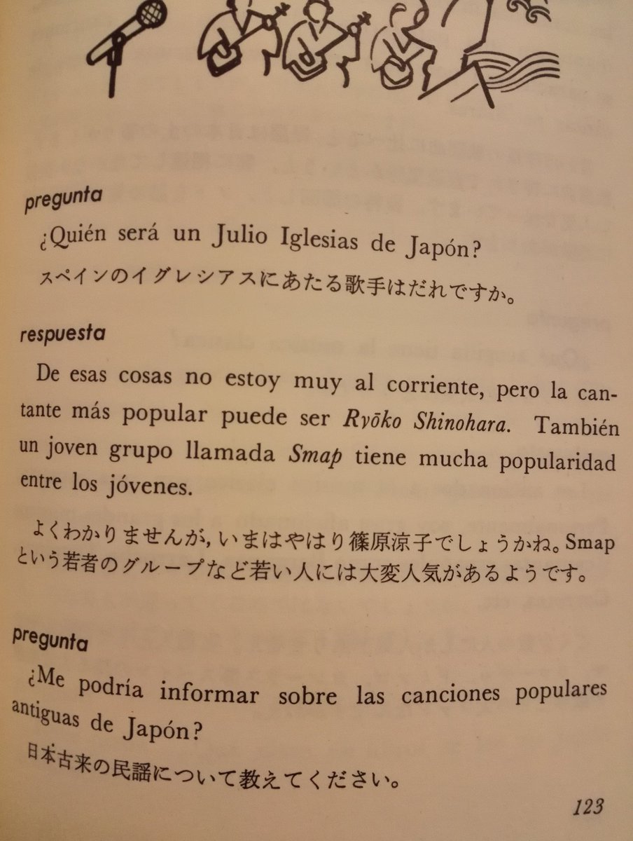 holacoruna's tweet photo. 知人がおもしろい本を貸してくれた。
「スペインのイグレシアスにあたる歌手は誰ですか」「よくわかりませんが、いまはやはり篠原涼子でしょうかね。Smapという若者のグループなど若い人には大変人気があるようです」
篠原涼子すごいな！？ https://t.co/tFFdU8Bftm