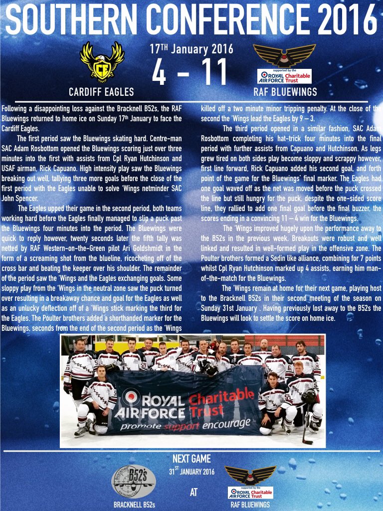 RAF Bluewings rally to defeat the Cardiff Eagles