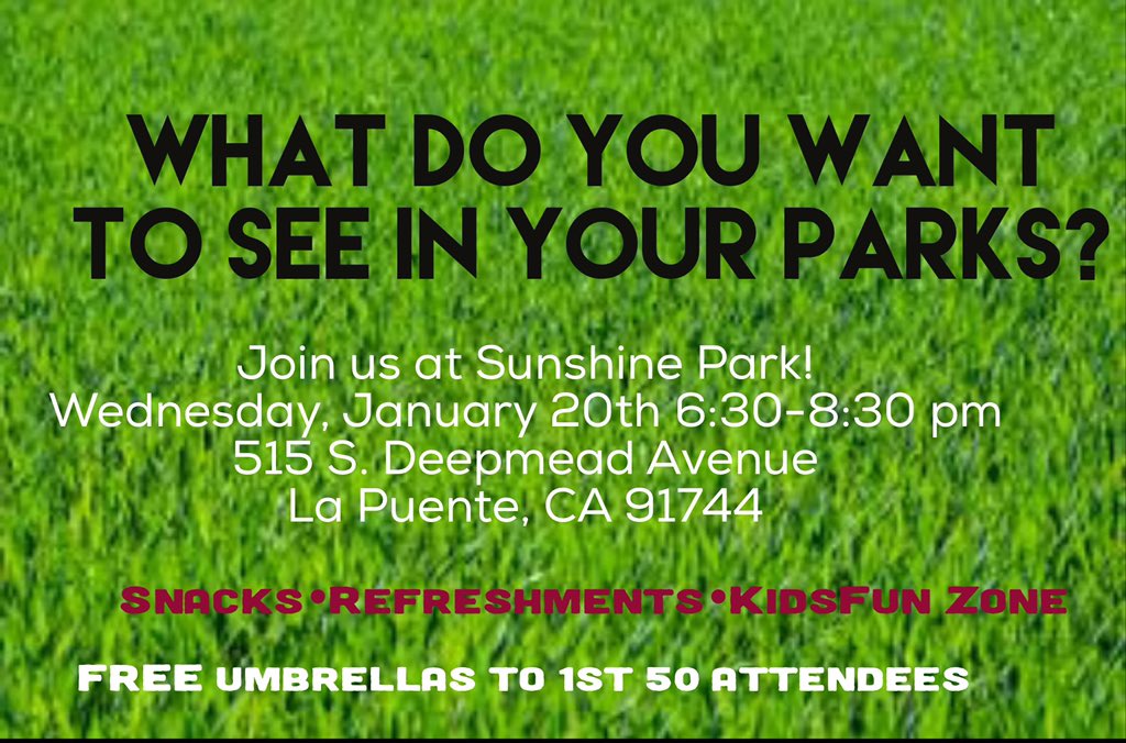 czamani's tweet photo. Meeting tonight! #lacountyparks #weneedparks #lapuente #myparks #sunshinepark @lacountyparks https://t.co/gAqPuWOCr3