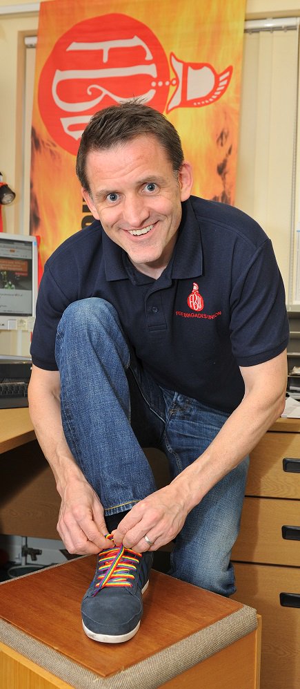 WYFRS's tweet image. The @WestYorksFBU Brigade Secretary David Williams is #LacingUp supporting @stonewalluk #AcceptanceWithoutException