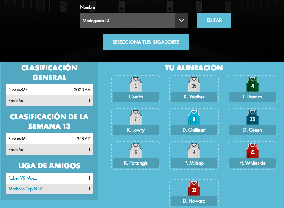 El lider dela #FantasyNBAplus es de Marbella! Equipazo no??! <a href="/nbaplus/">+</a> <a href="/guillegimenez_/">GuilleGimenez</a> <a href="/3gerardpique/">Gerard Piqué</a> <a href="/AntoGriezmann/">Antoine Griezmann</a>