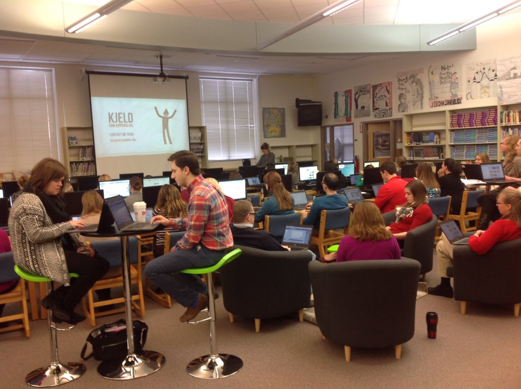JessicaWalshEdu's tweet photo. Time to explore @PowToon after demo from @spartanlynne @GrangerIPSD204 #PLC #TechPLC #iplearns https://t.co/fWwXVVkhvr