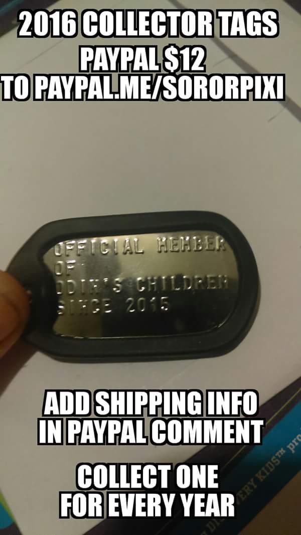 Membership tags! Get one today and proceeds go back to OC and making the Gods known around the world #odinschildren
