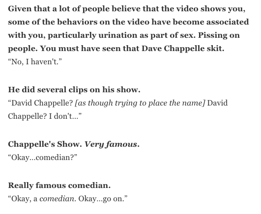 So much going on in that R. Kelly interview. But this exchange is truly incredible: