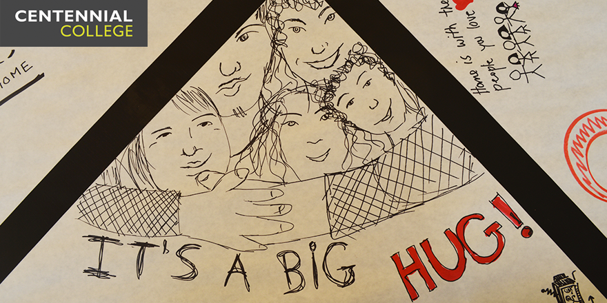 CentennialTODAY's tweet photo. Check out the Displaced Persons Awareness Week #WhatIsHome mural on display now at the @StoryArtsCentre! #CC4Change https://t.co/kCqIbvqbKs