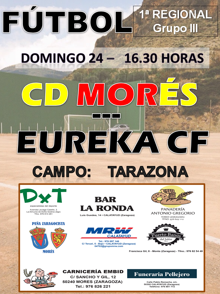 cdmores's tweet photo. Partido complicado este próximo domingo. Nos desplazamos a Tarazona, a enfrentarnos contra el @CdEureka. #AúpaMorés https://t.co/nPtz1RO0DW