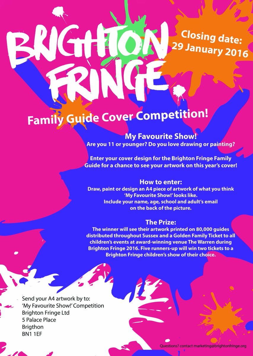 brightonfringe's tweet photo. Calling all #parents! This is a great #competition for #kids https://t.co/CR5Vy4XL5f https://t.co/aniJ6mMc38