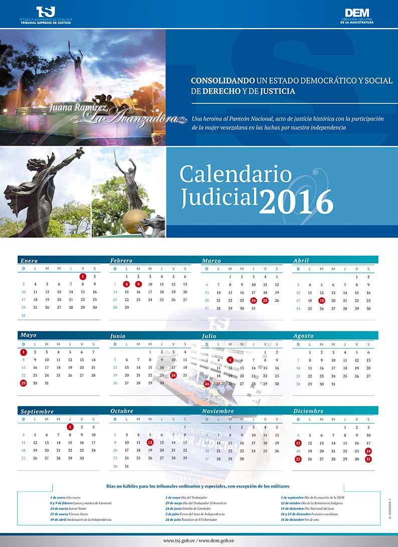TSJconsulta's tweet photo. Descarga el calendario del #PoderJudicial 2016 en su versión digital a través de https://t.co/nQvJOH1xqe https://t.co/NbyzKtvUQt