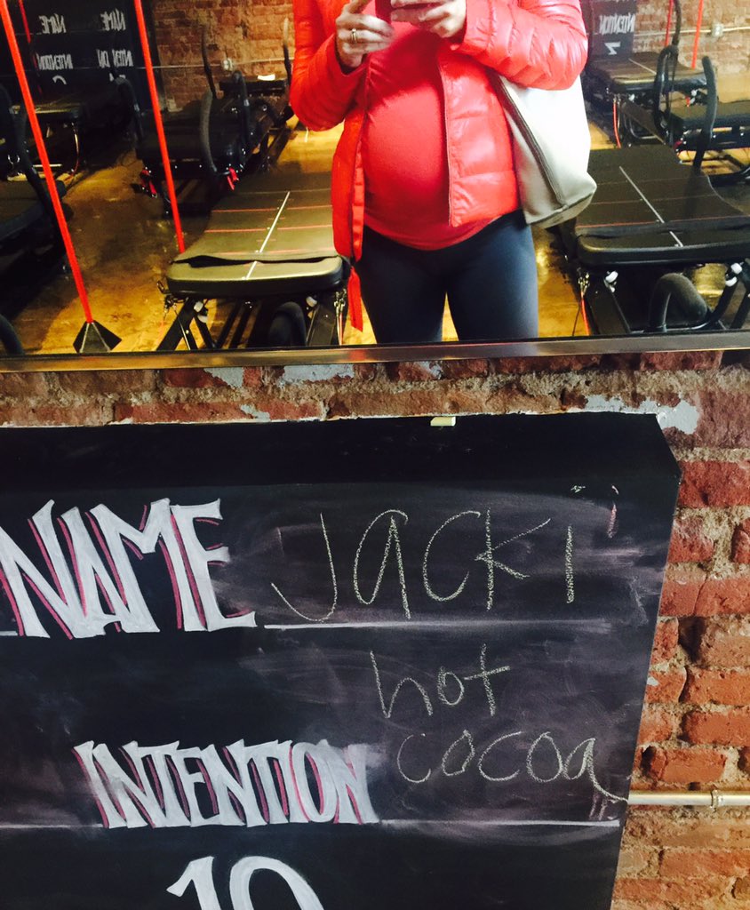 jackicarr's tweet photo. Intention setting today at my @Fierce45Denver @gymfinite workout...hot cocoa consumption! πͺπΌπͺπΌ #bellybump #fierce45 https://t.co/rxJa3lZqiI