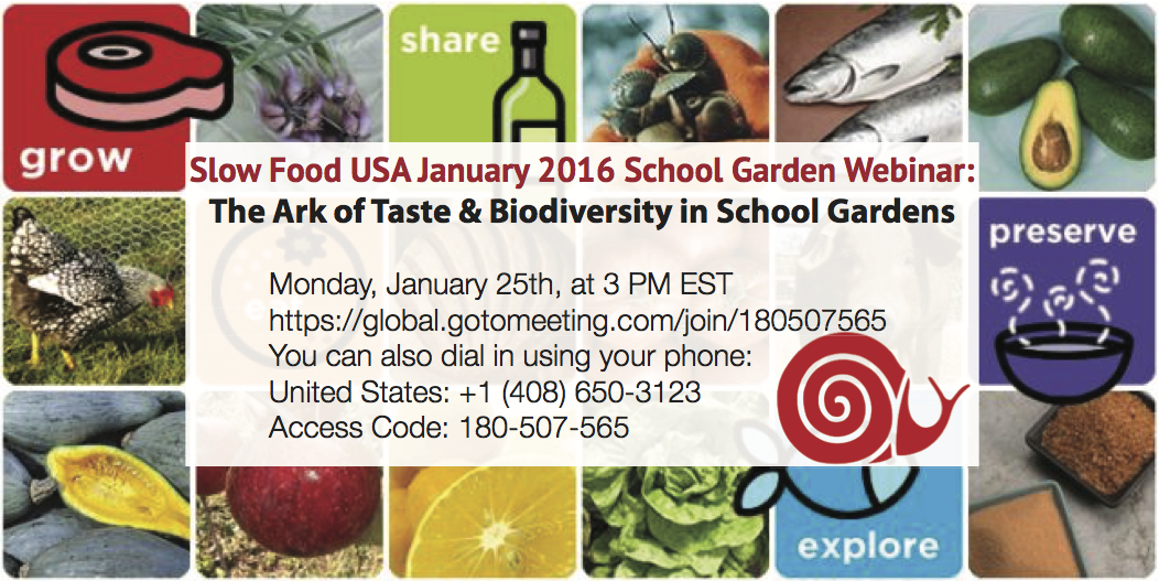 lauhowe's tweet photo. Join @SlowFoodUSA for #SchoolGarden webinar on #ArkOfTaste &amp; #Biodiversity Jan 25 @ 3 PM EST https://t.co/g8ZYUcG9eP https://t.co/WQIXQ3H6vv