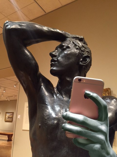 artsmia's tweet photo. Rodin's "The Age of Bronze" on the day of #museumselfie: https://t.co/ZBW2Iqqjqy https://t.co/mytGU8zmLW