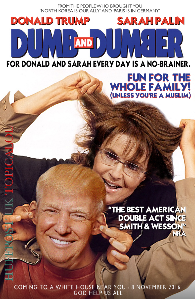 TheBrightsideHP's tweet photo. Coming this summer, Donald Trump and Sarah Palin are... Dumb &amp; Dumber https://t.co/f5yAs13q6m https://t.co/WXuwbRSE4a