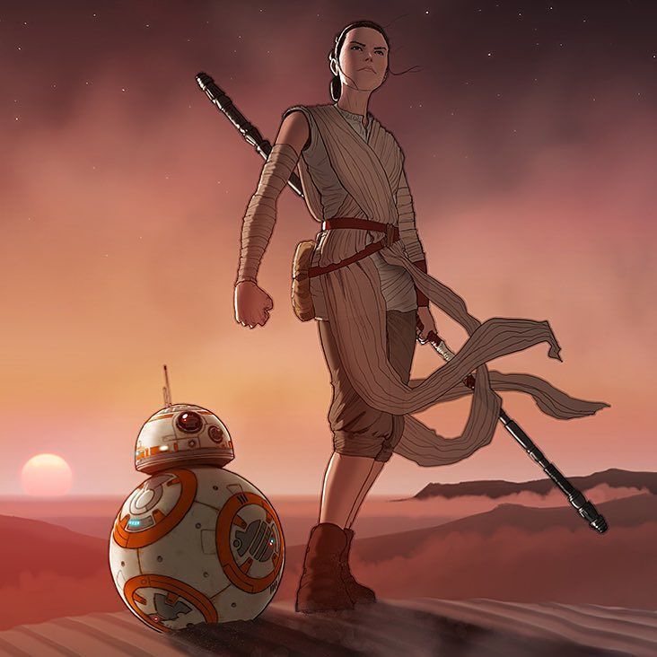 cherrysheriff's tweet photo. Recent art commission. #rey &amp; #BB8 - chillin' on #jakku 
#starwars #theforceawakens @daisy… https://t.co/vqhUn0GCnK https://t.co/tOCjh6vhSX