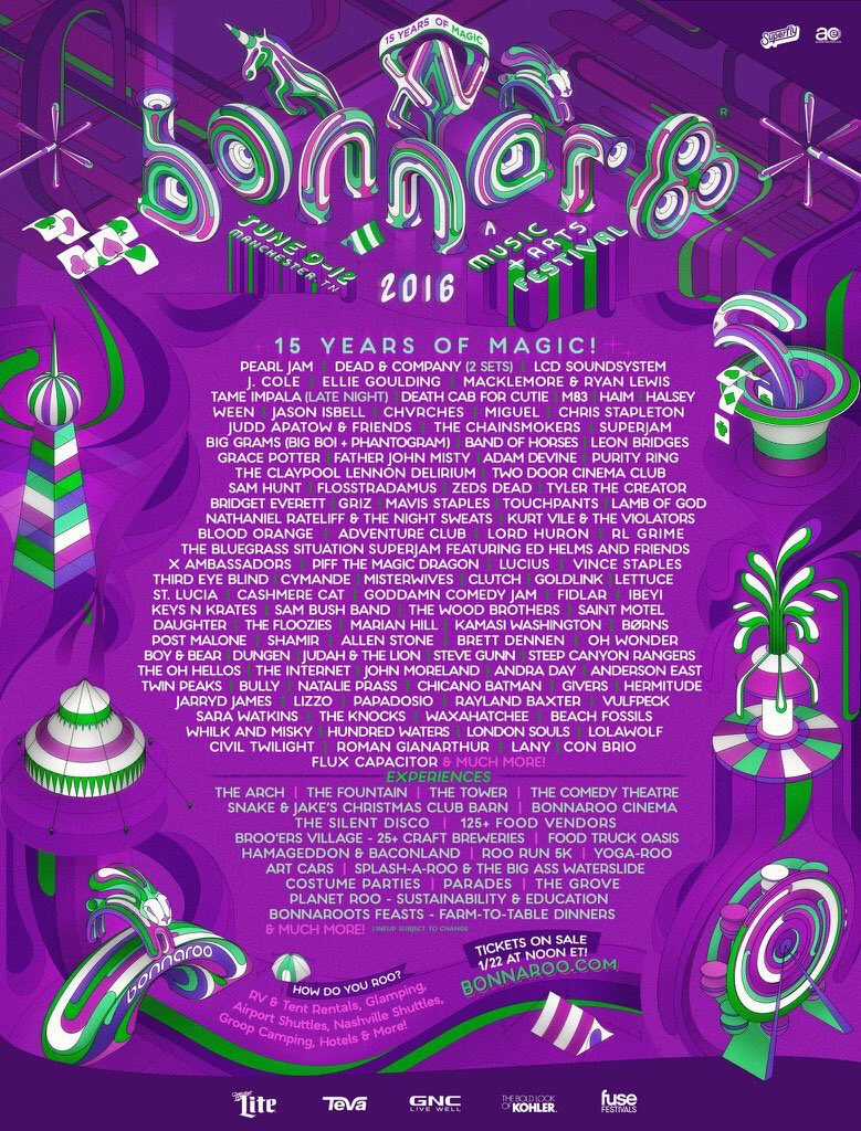 SomosHoppits's tweet photo. para los qué van a @Bonnaroo aquí el line up 😬 !!! 9-12 junio -Manchester, TN-❤️ https://t.co/qYEXpWpo5O