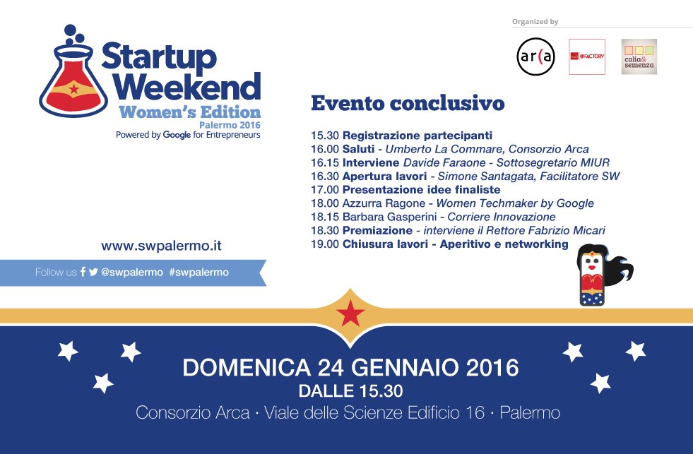 ArcaIncubatore's tweet photo. #SwPalermo #women's #edition vieni a conoscere le idee finaliste ad @ArcaIncubatore il 24/01 https://t.co/CfkwZMxjrN https://t.co/5DMfuW7sMW
