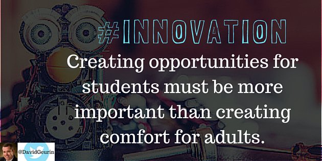 DavidGeurin's tweet photo. Adults will always have to step outside the comfort zone to do what's best for kids. #edchat #innovation https://t.co/ZGBu85bV4l